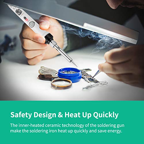 Soldering Iron Kit Electronics, [Upgraded] 60W Adjustable Temperature Welding Tool with ON-Off Switch