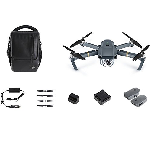 DJI Mavic Pro Fly More Combo: Foldable Propeller Quadcopter Drone Kit with Remote, 3 Batteries, 16GB MicroSD, Charging Hub, Car Charger, Power Bank Adapter, Shoulder Bag