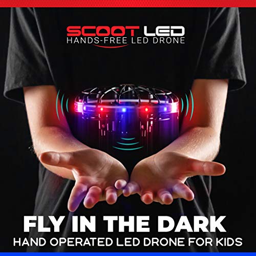 Force1 Scoot LED Hand Operated Drones for Kids or Adults - Hands Free Motion Sensor Mini Drone for Kids, Easy Indoor Small Drone UFO Toy Flying Ball (Red/Blue)