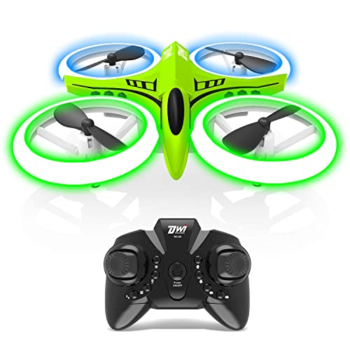 Dwi Dowellin 4.9 Inch Mini Drone for Kids with LED Lights Crash Proof One Key Take Off Landing Flips RC Remote Control Small Flying Toys Drones for Beginners Boys and Girls Adults Nano Quadcopter, Green