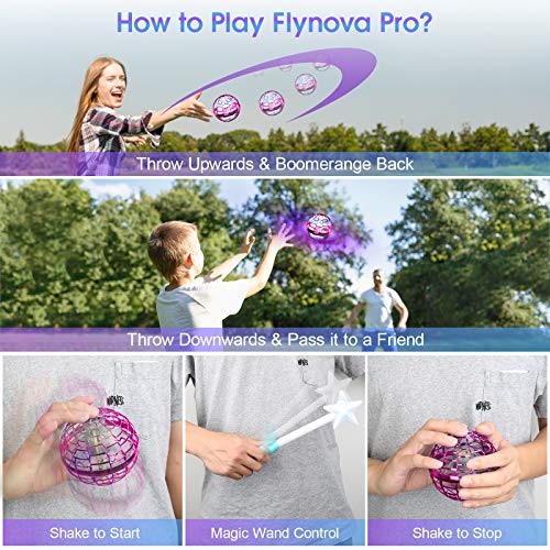 Flynova Pro Hand Operated Drone with Magic Controller for Kids Adults - ATHLERIA Hand Controlled Helicopter Flying Ball with 360° Rotating and RGB Lights - Mini Drone Interactive Toys Indoor Outdoor