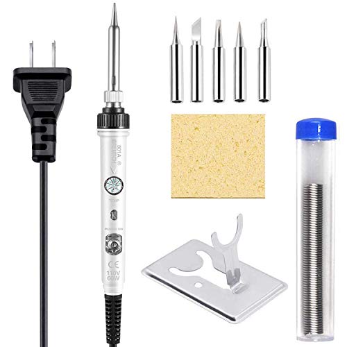Soldering Iron Kit Electronics, [Upgraded] 60W Adjustable Temperature Welding Tool with ON-Off Switch
