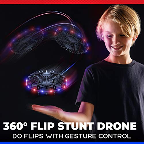 Force1 Scoot LED Hand Operated Drones for Kids or Adults - Hands Free Motion Sensor Mini Drone for Kids, Easy Indoor Small Drone UFO Toy Flying Ball (Red/Blue)