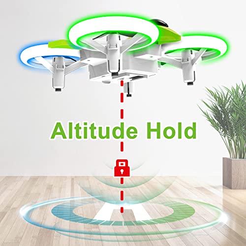 Dwi Dowellin 4.9 Inch Mini Drone for Kids with LED Lights Crash Proof One Key Take Off Landing Flips RC Remote Control Small Flying Toys Drones for Beginners Boys and Girls Adults Nano Quadcopter, Green