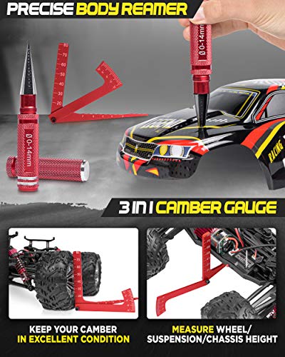 RC Car Tool Kit - Screwdriver Set (Flat, Phillips, Hex), Pliers, Wrench, Body Reamer, Stand, Repair Tools for Quadcopter Drone Helicopter Airplane, Accessories Compatible with Traxxas R C Cars  25pcs