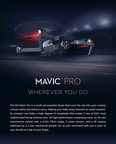 DJI Mavic Pro Fly More Combo: Foldable Propeller Quadcopter Drone Kit with Remote, 3 Batteries, 16GB MicroSD, Charging Hub, Car Charger, Power Bank Adapter, Shoulder Bag