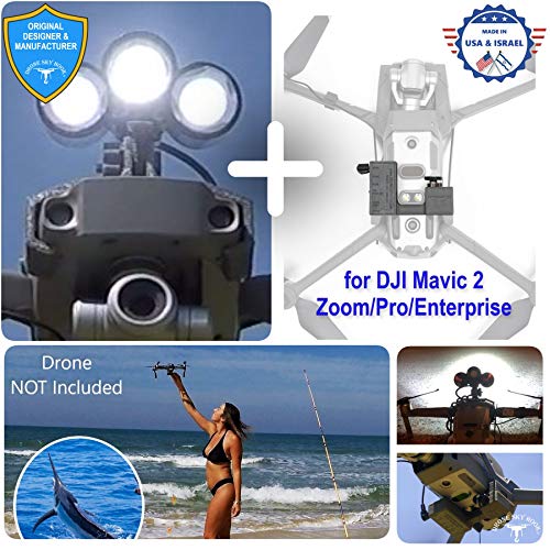 Professional Release and Drop Plus Device with LED Light Searchlight Bundle for DJI Mavic 2 Zoom/Pro/Enterprise/Dual, for Drone Fishing, Bait Release, Search & Rescue, Payload Delivery, Fun Activities
