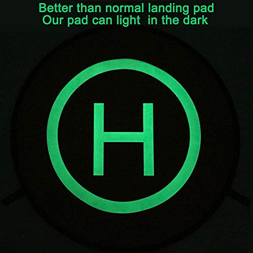 Luminous Drone Landing Pad Glow in The Dark Waterproof 30'' Universal Landing Pad Accessories Fast-fold Double Sided Quadcopter Landing Pad for RC Drones Helicopter PVB Drones DJI Mavic Pro Spark