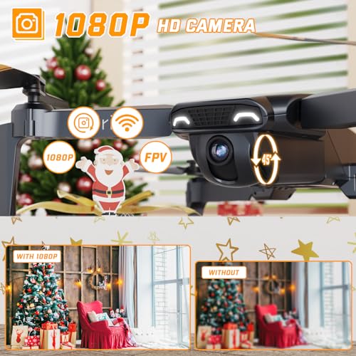 Heygelo S90 Drone with Camera for Adults, 1080P HD Mini FPV Drones for Kids Beginners, Foldable RC Quadcopter Toys Gifts for Boys Girls with Altitude Hold, Voice/Gesture Control, 3 Speeds, 2 Batteries