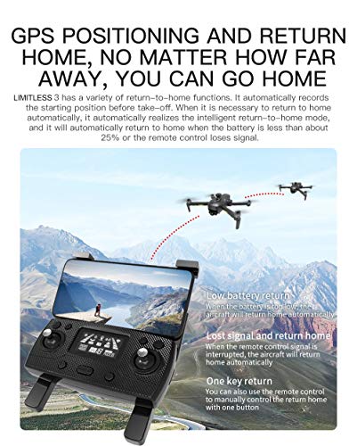 Drone X Pro LIMITLESS 4 GPS 4K UHD Camera Drone for Adults with EVO Obstacle Avoidance, 3-Axis Gimbal, Auto Return Home, Follow Me, Long Flight Time, Long Control Range, 5G WiFi FPV Live Video, EIS, Superior Stabilization (With Travel Case)