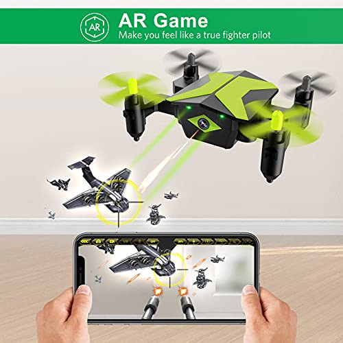 Drone with Camera Drones for Kids Beginners, RC Quadcopter with App FPV Video, Voice Control, Altitude Hold, Headless Mode, Trajectory Flight, Foldable Kids Drone Boys Gifts Girls Toys-Green