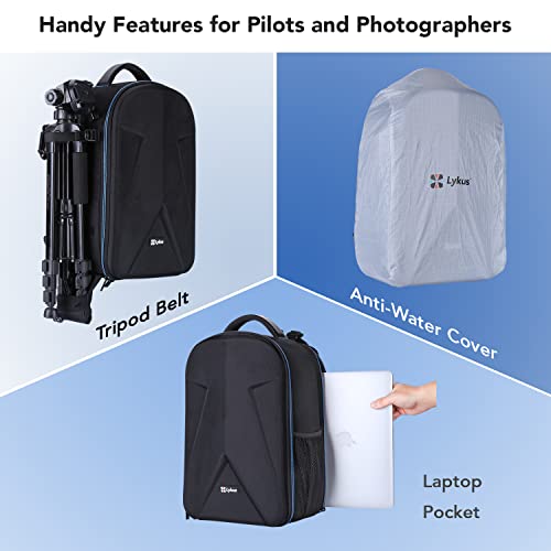 Lykus M2 Water Resistant Travel Backpack for DJI Mavic Drones, Smart Controller, Camera, Lenses, Tripod, and Laptop, Perfect Companion for Aerial Photography and Photography