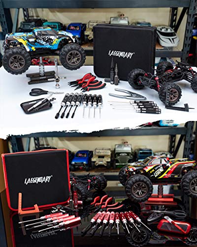 RC Car Tool Kit - Screwdriver Set (Flat, Phillips, Hex), Pliers, Wrench, Body Reamer, Stand, Repair Tools for Quadcopter Drone Helicopter Airplane, Accessories Compatible with Traxxas R C Cars  25pcs