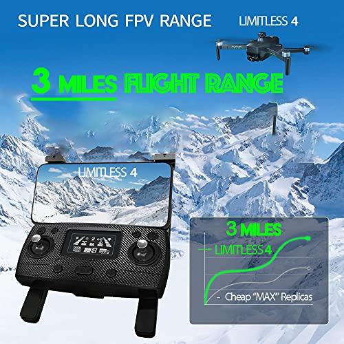 Drone X Pro LIMITLESS 4 GPS 4K UHD Camera Drone for Adults with EVO Obstacle Avoidance, 3-Axis Gimbal, Auto Return Home, Follow Me, Long Flight Time, Long Control Range, 5G WiFi FPV Live Video, EIS, Superior Stabilization (With Travel Case)