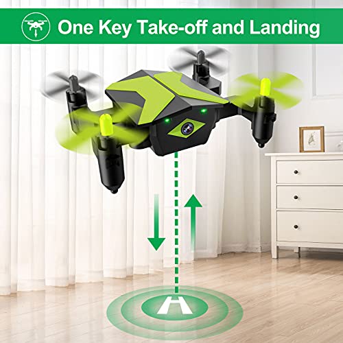 Drone with Camera Drones for Kids Beginners, RC Quadcopter with App FPV Video, Voice Control, Altitude Hold, Headless Mode, Trajectory Flight, Foldable Kids Drone Boys Gifts Girls Toys-Green