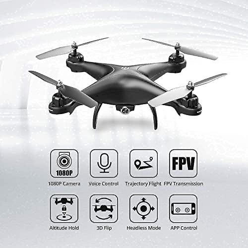 Holy Stone HS110D FPV RC Drone with 1080P HD Camera Live Video 120°Wide-Angle WiFi Quadcopter with Gesture Control, Altitude Hold, Headless Mode, 3D Flip RTF 2 Batteries and Accessories Kits