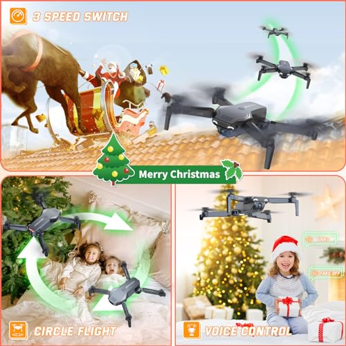 Heygelo S90 Drone with Camera for Adults, 1080P HD Mini FPV Drones for Kids Beginners, Foldable RC Quadcopter Toys Gifts for Boys Girls with Altitude Hold, Voice/Gesture Control, 3 Speeds, 2 Batteries