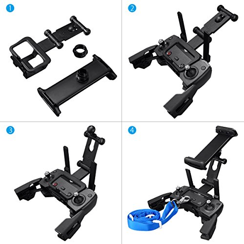 Powerextra 4-12 Inch Adjustable Extender Tablet Holder Mount with Neck Lanyard Strap Compatible with DJI Mavic Mini, Mavic 2 Pro/Zoom, DJI Spark/Mavic Pro/Mavic Air Remote Control