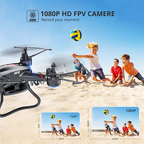 Holy Stone 1080P FPV Drone with HD Camera for Adult Kid Beginner, RC Quadcopter F181W with Carrying Case, Voice Control, Gesture Control, Wide-Angle Live Video, Altitude Hold, 2 Batteries, Easy to Fly