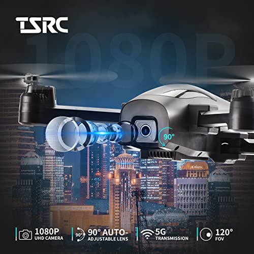 TENSSENX Drone with 1080P Camera, Foldable FPV Drone for Adults and Kids, TSRC A5 RC Quadcopter with 2 Batteries for 40 Mins flight, Voice and Gesture Control, Optical Flow Positioning, Gravity Sensor