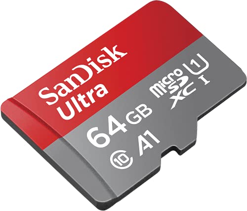 SanDisk 64GB Ultra MicroSDXC UHS-I Memory Card with Adapter - 100MB/s, C10, U1, Full HD, A1, Micro SD Card - SDSQUAR-064G-GN6MA