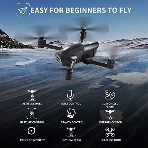 TENSSENX Drone with 1080P Camera, Foldable FPV Drone for Adults and Kids, TSRC A5 RC Quadcopter with 2 Batteries for 40 Mins flight, Voice and Gesture Control, Optical Flow Positioning, Gravity Sensor