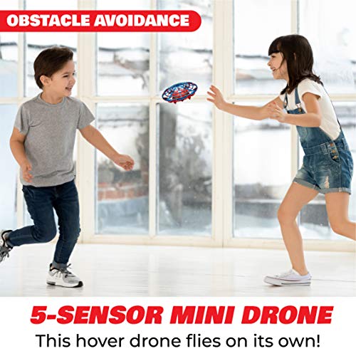 Force1 Scoot Combo Hand Operated Drone for Kids or Adults - Hands Free Mini Drone, Easy Indoor Small UFO Flying Ball Drone Toys for Boys and Girls (Red/Blue)
