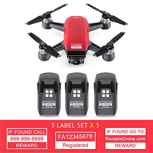 Spark - FAA Drone Labels (3 Sets of 3) Designed - 2 Size Options, 3 Color Options