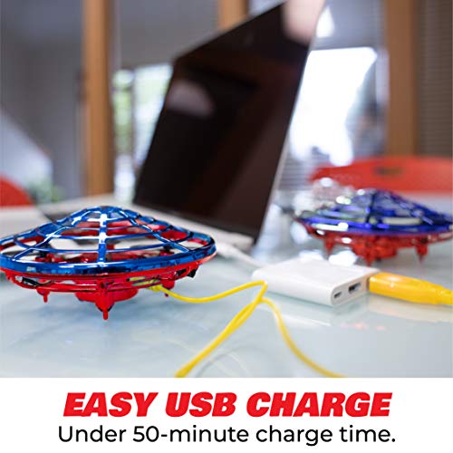 Force1 Scoot Combo Hand Operated Drone for Kids or Adults - Hands Free Mini Drone, Easy Indoor Small UFO Flying Ball Drone Toys for Boys and Girls (Red/Blue)