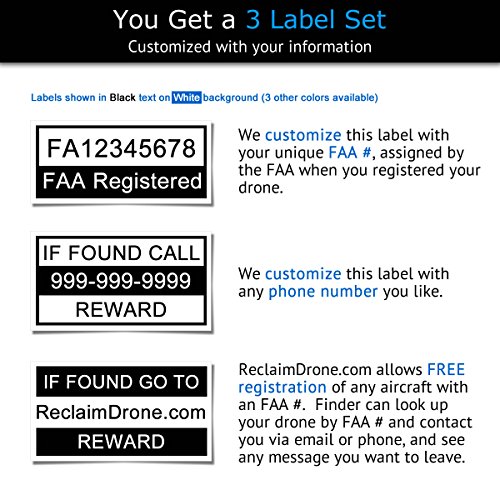 Spark - FAA Drone Labels (3 Sets of 3) Designed - 2 Size Options, 3 Color Options