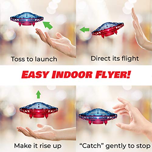 Force1 Scoot Combo Hand Operated Drone for Kids or Adults - Hands Free Mini Drone, Easy Indoor Small UFO Flying Ball Drone Toys for Boys and Girls (Red/Blue)