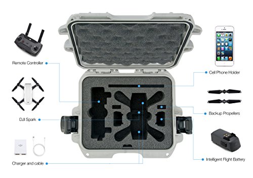 Nanuk 905 Waterproof Hard Drone Case with Custom Foam Insert for DJI Spark  Silver