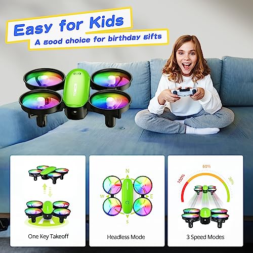 Tomzon A23 Mini Drone for Kids with LEDs, Kids Drone with High Speed Rotation, Throw to Go and 3D Flip, Toy Drone with Circle Fly, Headless Mode, 3 Speeds, 2 Batteries