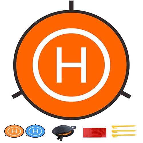 Drone Landing Pad, Universal Waterproof D 75cm/30inch Portable Foldable Landing Pads for RC Drones Helicopter, PVB Drones, DJI Mavic Pro Phantom 2/3/4 Pro, Antel Robotic, 3DR Solo(Blue & Orange)