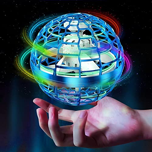 Flying Ball Toy Globe 360Â°Rotating Hand Controlled Flying Orb Ball Toys Magic Led Lights Controller Mini Drone Flying Toy UFO Mini Orb for Kids (Blue)