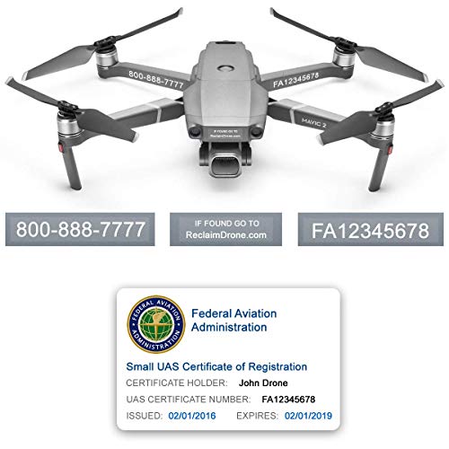 Mavic 2 Pro | Zoom Drone - FAA ID Bundle - Labels (3 Sets of 3) + FAA UAS Registration ID Card for Hobbyist Pilots + 3 Battery Labels