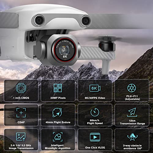 Autel Robotics EVO Lite Plus Premium Bundle, 1-Inch CMOS Drone with 6K HDR Camera, F2.8 - F11 Aperture, 4K/60fps & 6K/30fps Video, 40 Mins Flight Time, 3-Way Obstacle Avoidance, 7.4 Miles 2.7K/30fps Transmission, No Geo-Fencing, Lite+ Fly More Combo (Whit
