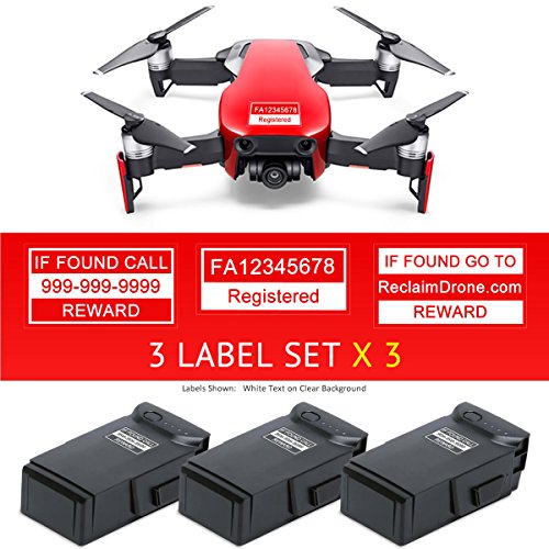 Mavic Air - FAA Drone Identification Bundle - Labels (3 Sets of 3) + FAA UAS Registration ID Card for Commercial Pilots + Lanyard and ID Card Holder