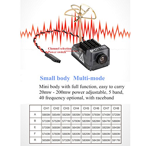 Crazepony Spotter V2 Micro FPV AIO Camera 5.8G with OSD Integrated Mic FOV170 Degree 700TVL Video Transmitter 40CH 20MW-200MW Adjustable VTX for Mini FPV RC Drone