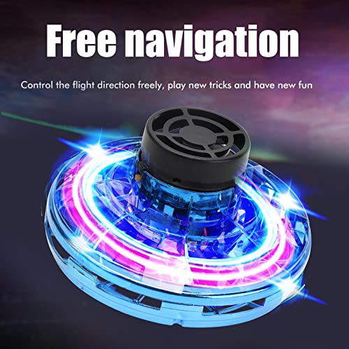 LIANGLIDE UFO Magic Flying Orb Ball with Lights, Hand Controlled Drone, Flying Fidget Spinner, Mini Flying UFO Toys with 360Â°Rotating LED Lights, Flying Saucer Toy Boys Girls (Blue)