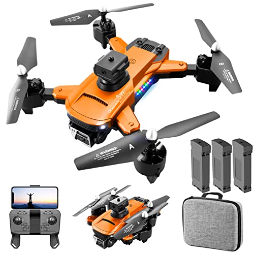 Drone with Camera for Adults 4K, S99 UHD Mini RC Quadcopter Drones for Kids Toy Gifts, WIFI FPV Whoop for Boys Girls, Small Foldable Sky Quad with Live Video, Waypoint Fly, Auto Hover, Gesture and Gravity Control, Emergency Stop, Fly 54 Mins(Orange)