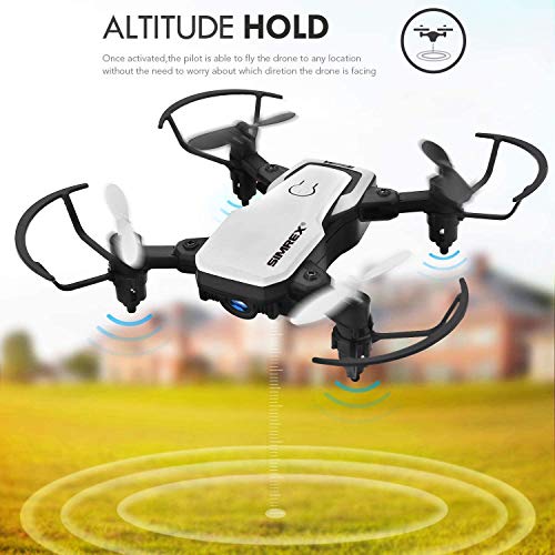 SIMREX X300C Mini Drone RC Quadcopter Foldable Altitude Hold Headless RTF 360 Degree FPV Video WiFi 720P HD Camera 6-Axis Gyro 4CH 2.4Ghz Remote Control Super Easy Fly for Training(White)