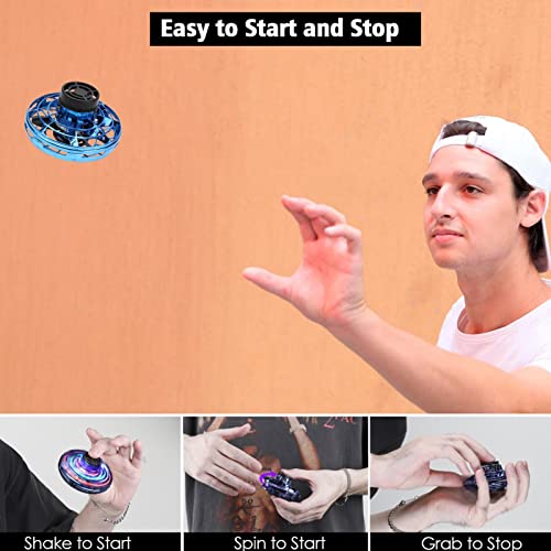 LIANGLIDE UFO Magic Flying Orb Ball with Lights, Hand Controlled Drone, Flying Fidget Spinner, Mini Flying UFO Toys with 360Â°Rotating LED Lights, Flying Saucer Toy Boys Girls (Blue)