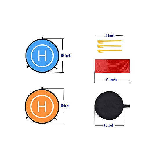 Drone Landing Pad, Universal Waterproof D 75cm/30inch Portable Foldable Landing Pads for RC Drones Helicopter, PVB Drones, DJI Mavic Pro Phantom 2/3/4 Pro, Antel Robotic, 3DR Solo(Blue & Orange)
