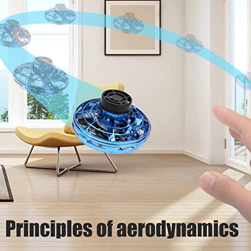 LIANGLIDE UFO Magic Flying Orb Ball with Lights, Hand Controlled Drone, Flying Fidget Spinner, Mini Flying UFO Toys with 360Â°Rotating LED Lights, Flying Saucer Toy Boys Girls (Blue)