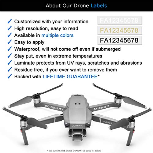 Mavic 2 Pro | Zoom Drone - FAA ID Bundle - Labels (3 Sets of 3) + FAA UAS Registration ID Card for Hobbyist Pilots + 3 Battery Labels