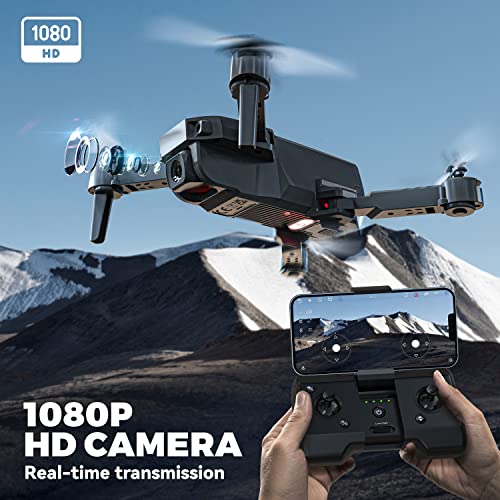 BEZGAR HQ054 Mini Foldable Drone for Kids w/ 1080P HD FPV Camera,Remote Control Drones with Camera for Adults ï¼ Beginners,RC Quadcopter Toys Gifts for Boys Girls w/ One Key Start 3D Flips 2 Batteries