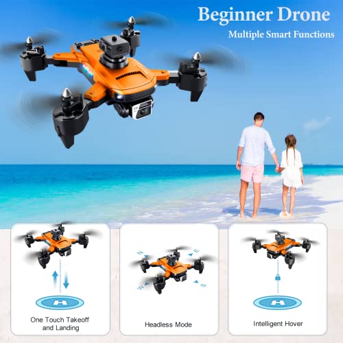 Drone with Camera for Adults 4K, S99 UHD Mini RC Quadcopter Drones for Kids Toy Gifts, WIFI FPV Whoop for Boys Girls, Small Foldable Sky Quad with Live Video, Waypoint Fly, Auto Hover, Gesture and Gravity Control, Emergency Stop, Fly 54 Mins(Orange)