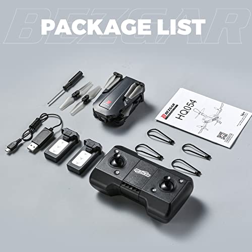 BEZGAR HQ054 Mini Foldable Drone for Kids w/ 1080P HD FPV Camera,Remote Control Drones with Camera for Adults ï¼ Beginners,RC Quadcopter Toys Gifts for Boys Girls w/ One Key Start 3D Flips 2 Batteries