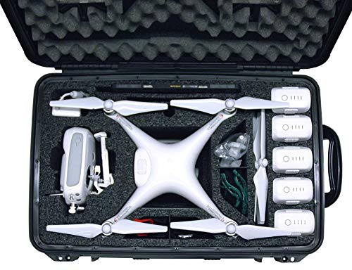 Case Club Waterproof DJI Phantom 4 Drone Wheeled Case with Silica Gel (Propellers On)